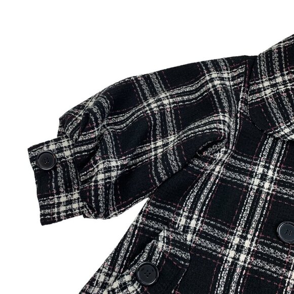 Hazel Retro Vibes Plaid 3/4 Puff/Balloon Sleeve Swing Coat Women's Size Medium - Picture 3 of 10